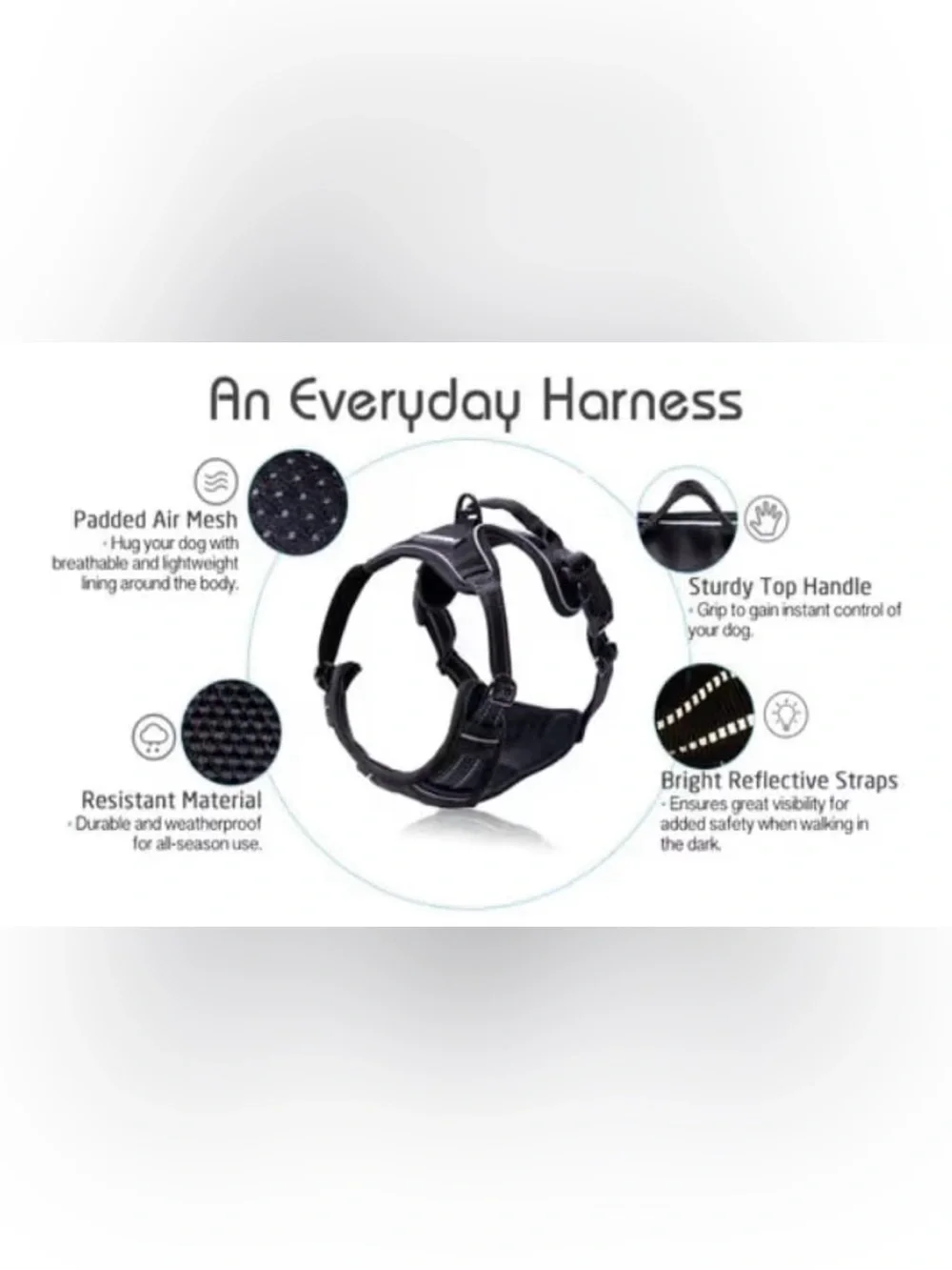 Dog Harness with 2 Leash Clips No-Pull Reflective Vest Size - Open Box - Large - Picture 8 of 9